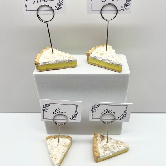 Lemon Meringue Pie Place Card Holders – Set of 2 | Handmade Clay Table Decor - Picture 5 of 16